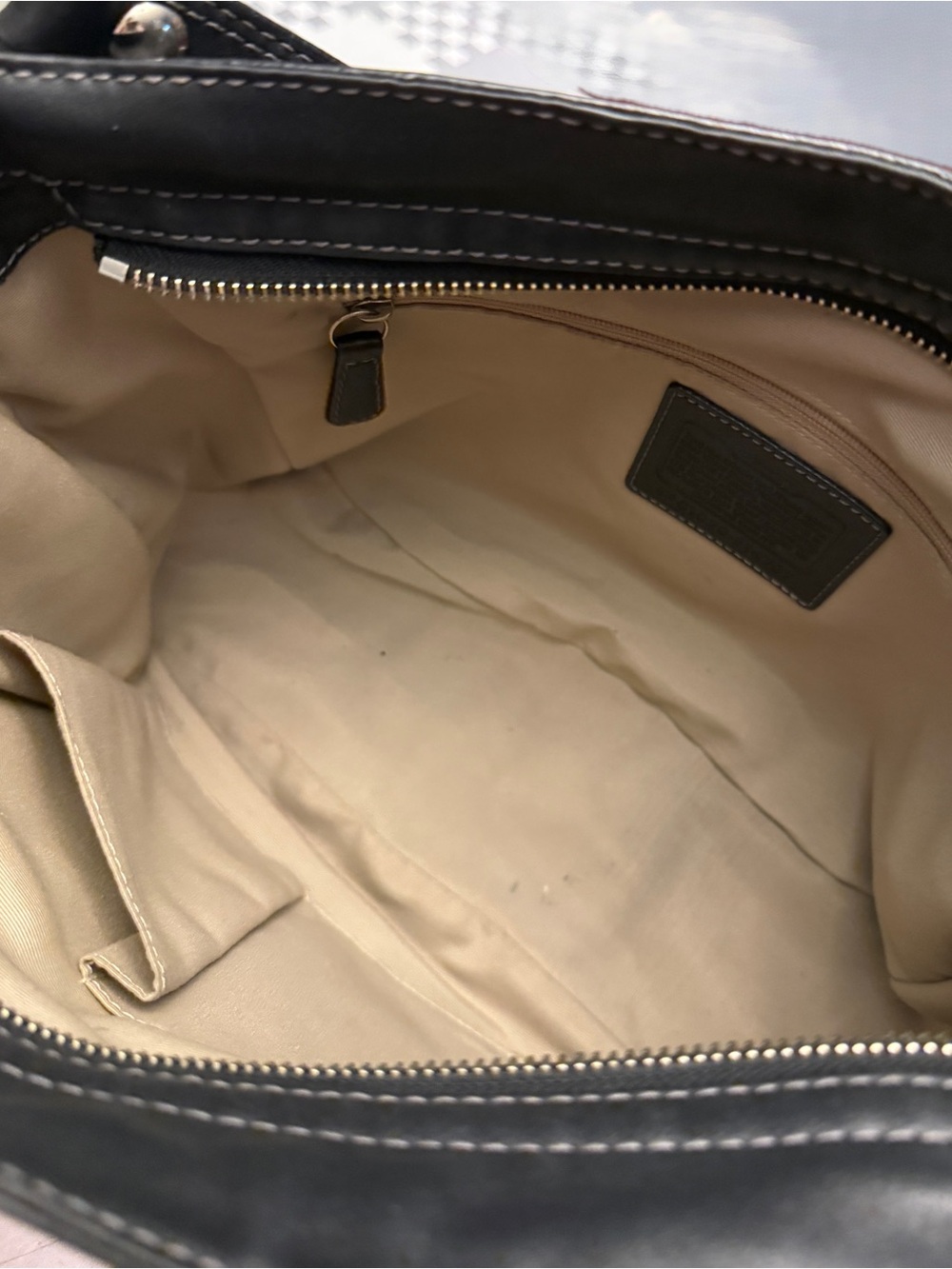 Coach Zoe F14707 Black Leather Hobo Shoulder Bag - Picture 7 of 10